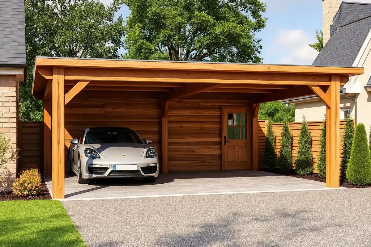 Carport bois avec rangement