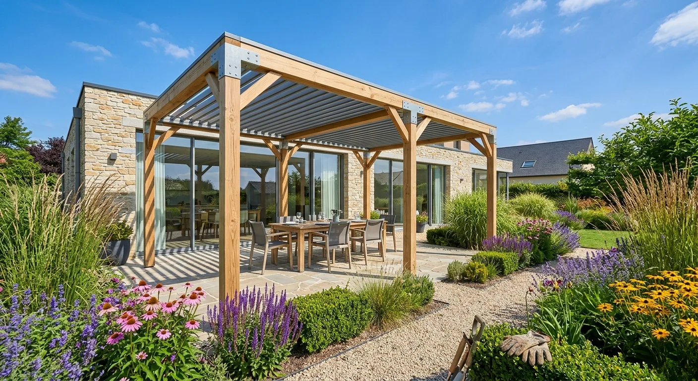Terrasse et pergola combinées