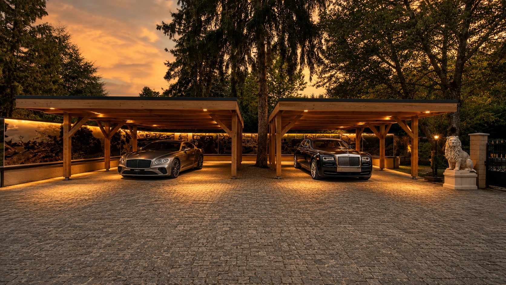 Carport en chêne massif sur mesure avec toiture bac acier anthracite, réalisé par La Planète Bois à Troyes