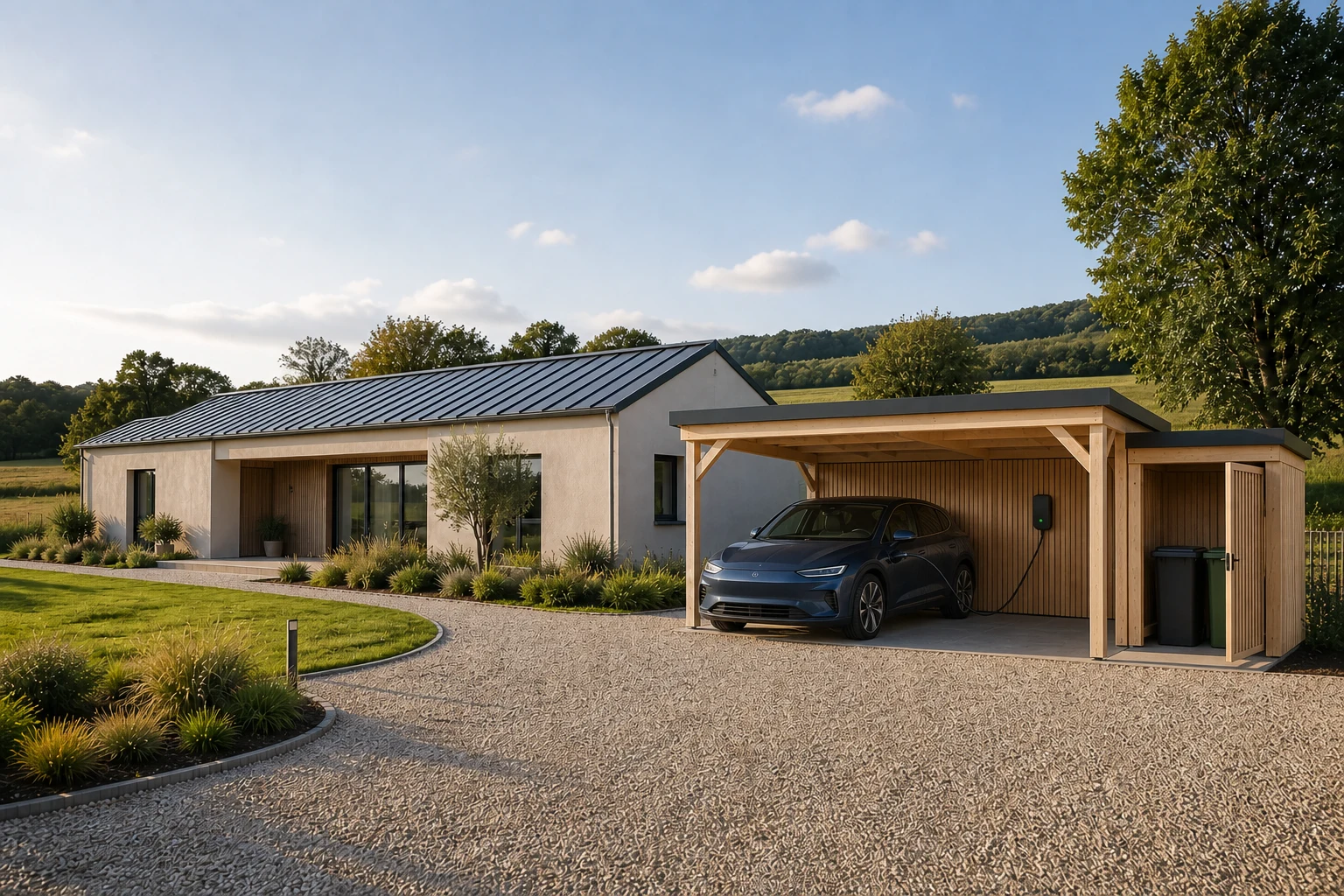Carport intégré à la maison
