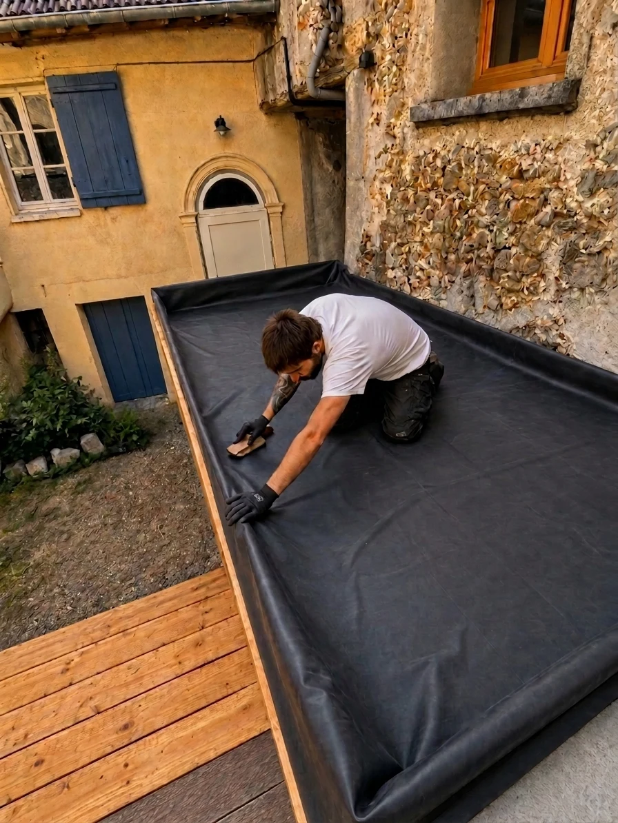 Pose de la couverture EPDM