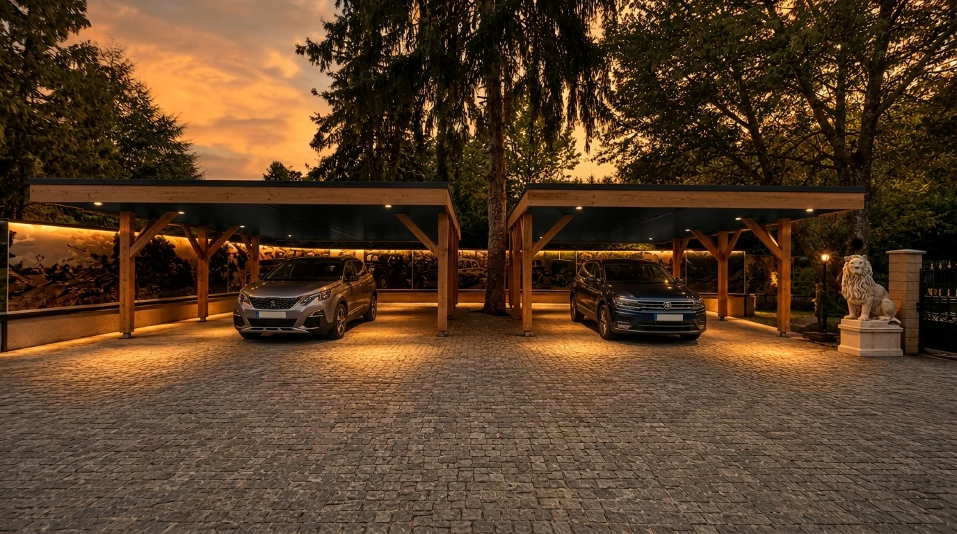 Carports au coucher du soleil