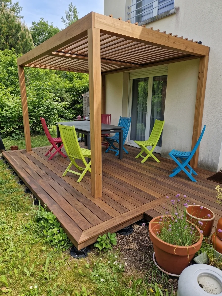 Pergola bois réalisée par La Planète Bois dans la région de Soissons